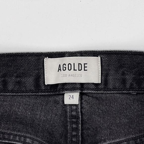AGOLDE Parker Vintage Cut Off Denim Shorts Women’s Size 24 Crash Black - Picture 3 of 5
